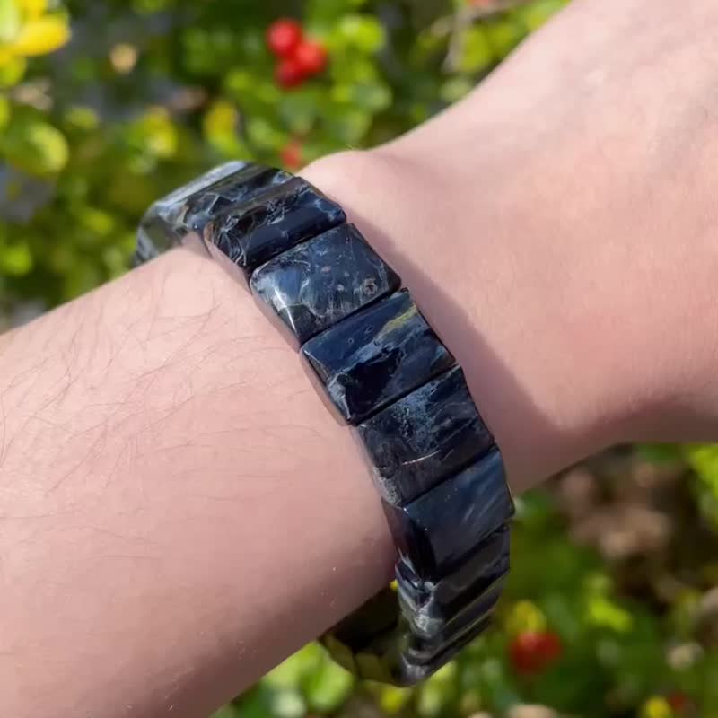 丝绒感油画风 暴风蓝彼得石手排 火彩强 - 手链/手环 - 水晶 蓝色