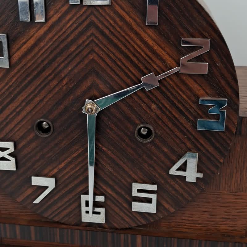 德国壁炉架时钟 Coromandel 1936 Junghans 镀铬 8 天 - 时钟/闹钟 - 木头 咖啡色