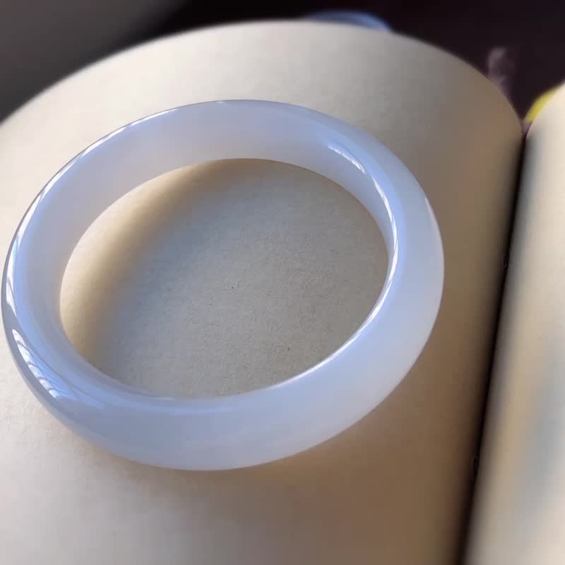 超美的紫罗兰和田玉手镯 手环 烟紫玉平安镯 冰烟紫 57圈口 平安 - 手链/手环 - 玉石 