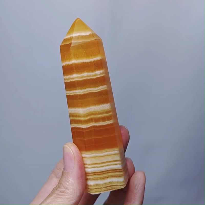 黄萤石 方解石 事业节节高升 一柱擎天 招财 晶柱 单品 礼物 收藏 - 摆饰 - 宝石 黄色