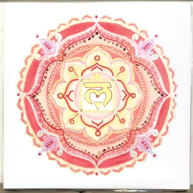 独家创作 Art 入选奖红玛瑙水晶油画布无框画 喜悦禅绕七脉轮曼陀罗 - 海报/装饰画/版画 - 棉．麻 