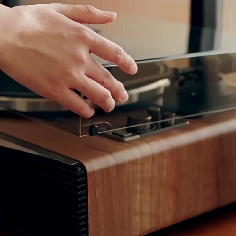 Hifi音质 高音质 一体式黑胶唱片机 内置喇叭 蓝牙音响 木质感 - 数码小物 - 木头 咖啡色