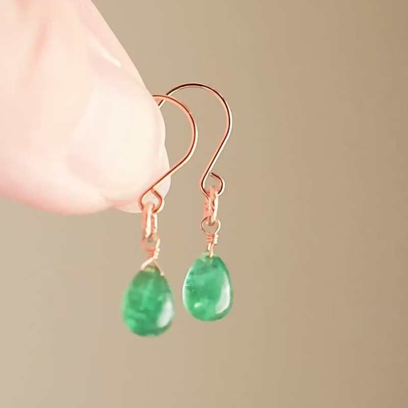 祖母绿 绿色 一粒耳环 耳饰 - 耳环/耳夹 - 石头 绿色