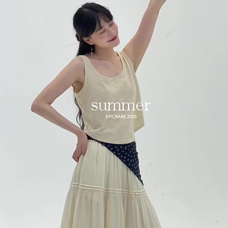 3顔色 刺繡修身短款竹節棉背心 文藝休閒簡約無袖上衣 - 女装背心 - 棉 粉红色