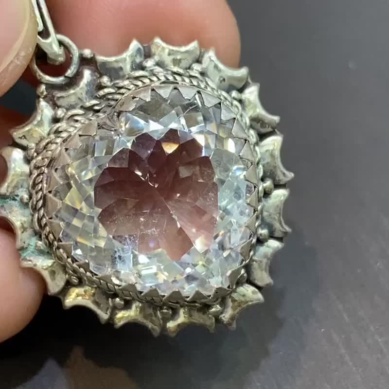 天然 喜马拉雅 白水晶 坠 尼泊尔 手工制 925纯银 - 项链 - 水晶 