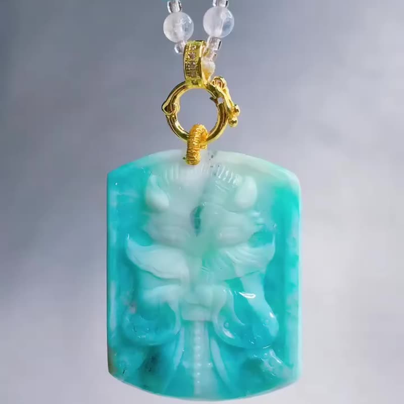 精品 海纹石狐狸  狐仙 狐仙娘娘 公主狐 - 项链 - 石头 