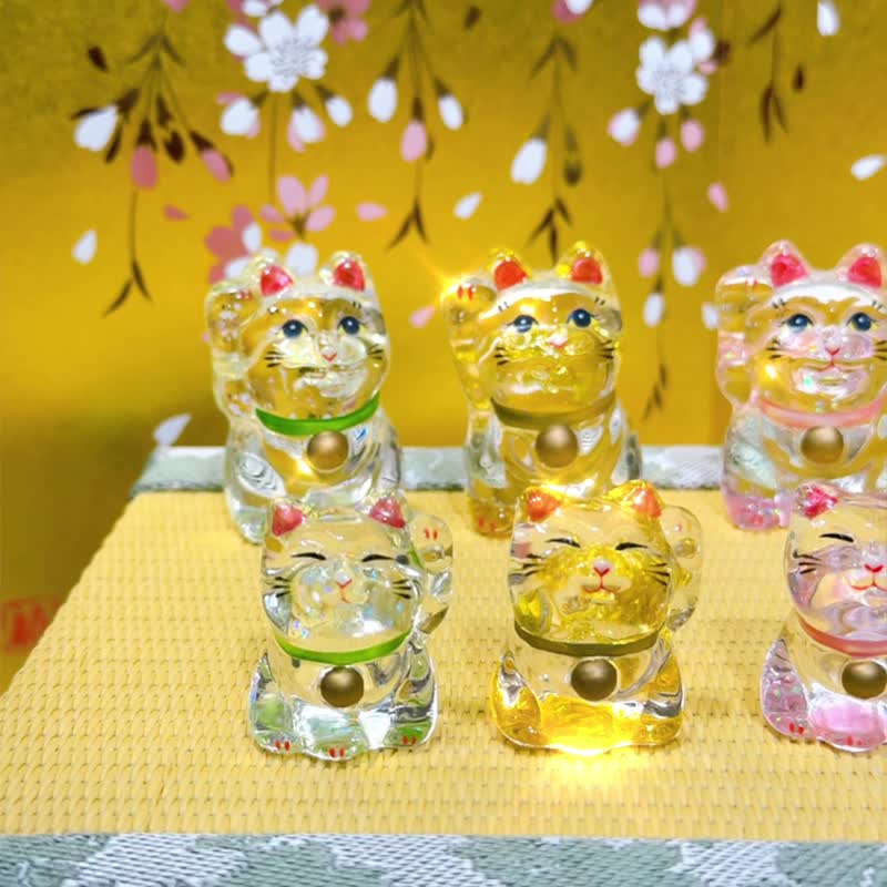 【五色招福】日本濑户玻璃招福招财猫 - 摆饰 - 玻璃 多色