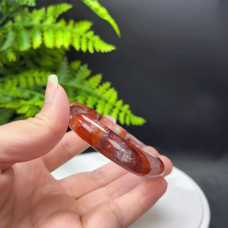 鸩羽幽灵水晶手镯 52MM 冰透牛血红红胶花手环 彩虹星光 激发灵感 - 手链/手环 - 水晶 红色
