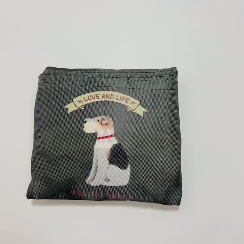 Wirefoxterrier 刚毛猎狐梗 环保袋 水彩画坐下 深灰 - 侧背包/斜挎包 - 聚酯纤维 灰色