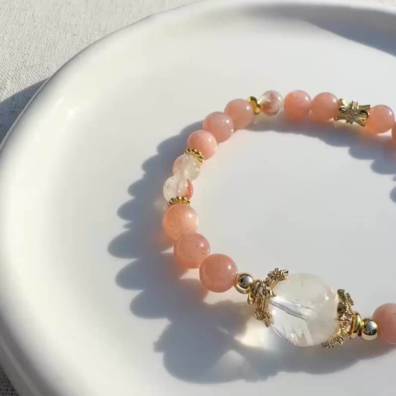 橙翳与梦 橙月光 金字塔白幽灵 粉幽灵黄水晶 水晶 水晶手链 限量 - 手链/手环 - 水晶 橘色