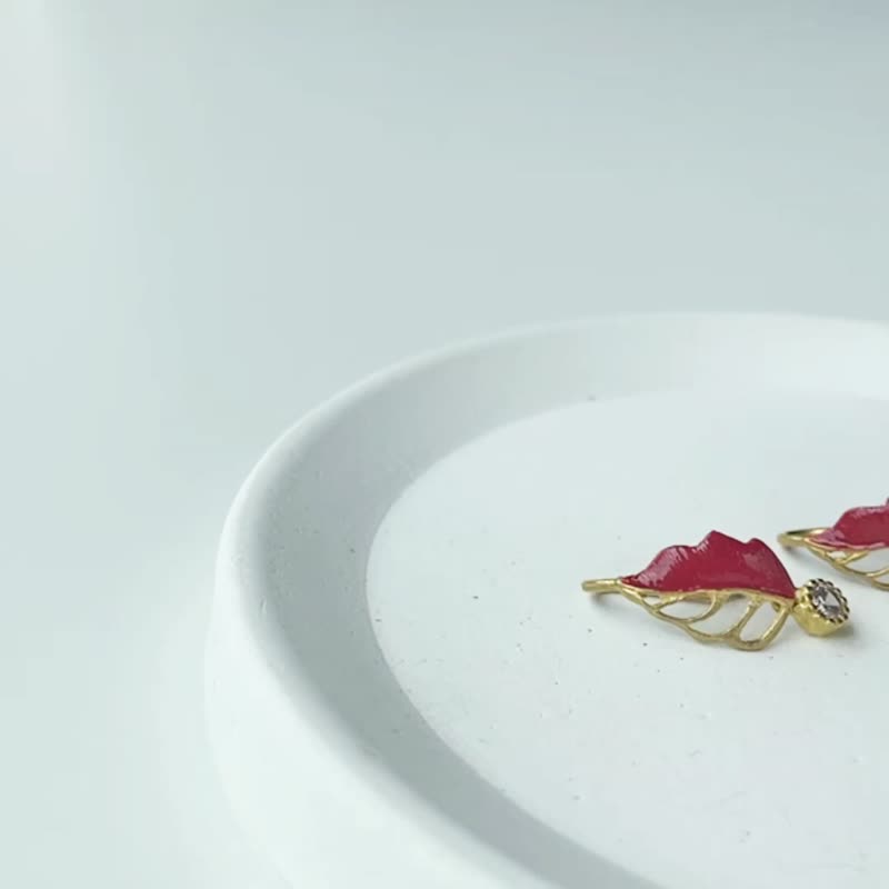 Monstera 蔓绿绒 * 植物系耳环 - 耳环/耳夹 - 铜/黄铜 灰色