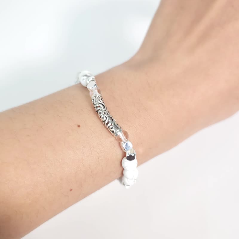 奇仰银松(白松石/白水晶) - 手链/手环 - 石头 白色