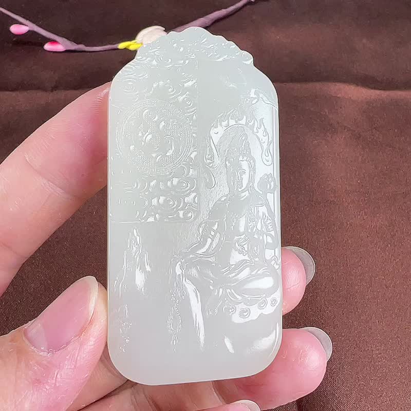 秒杀价 天然新疆和田玉羊脂玉观音吊坠 玉质细腻温润 - 吊饰 - 玉石 
