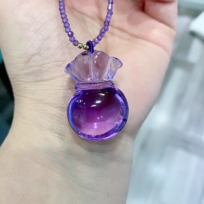 巴西天然紫水晶钱袋子寓意袋袋有钱富贵有余紫气东来 - 手链/手环 - 水晶 