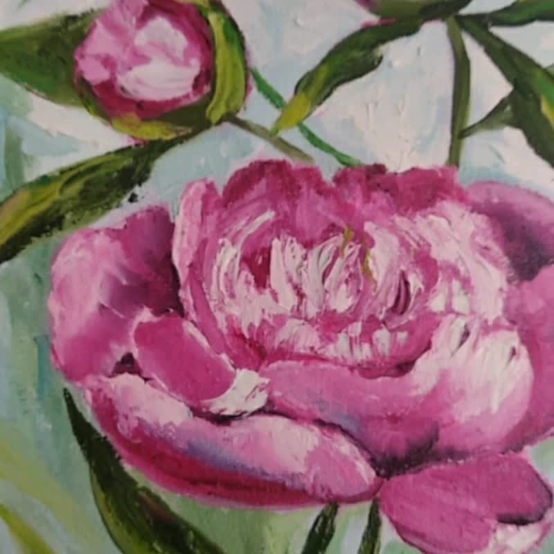 Flower painting. Painting with peonies. Peonies art. Original painting. - 海报/装饰画/版画 - 其他材质 粉红色