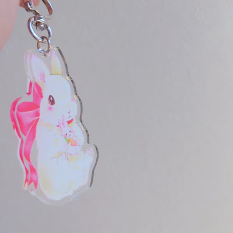 【热销No.1】兔子钥匙圈 蝴蝶结 可爱 - 钥匙链/钥匙包 - 塑料 红色