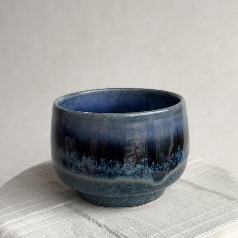 海。手工茶碗 抹茶碗 茶具 日式茶碗 茶道具 陶艺 陶器 礼物 - 茶具/茶杯 - 陶 蓝色
