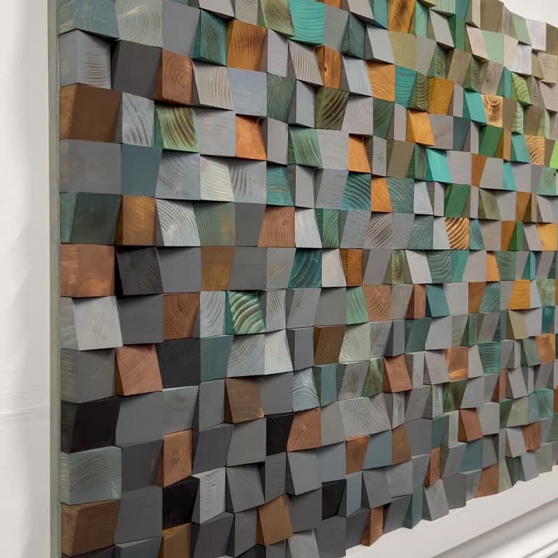 好天气-木抽象油画墙-木墙艺术图片 - 墙贴/壁贴 - 木头 灰色