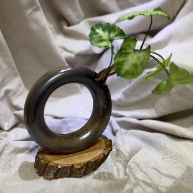 环心。柴烧花器 - 花瓶/陶器 - 陶 