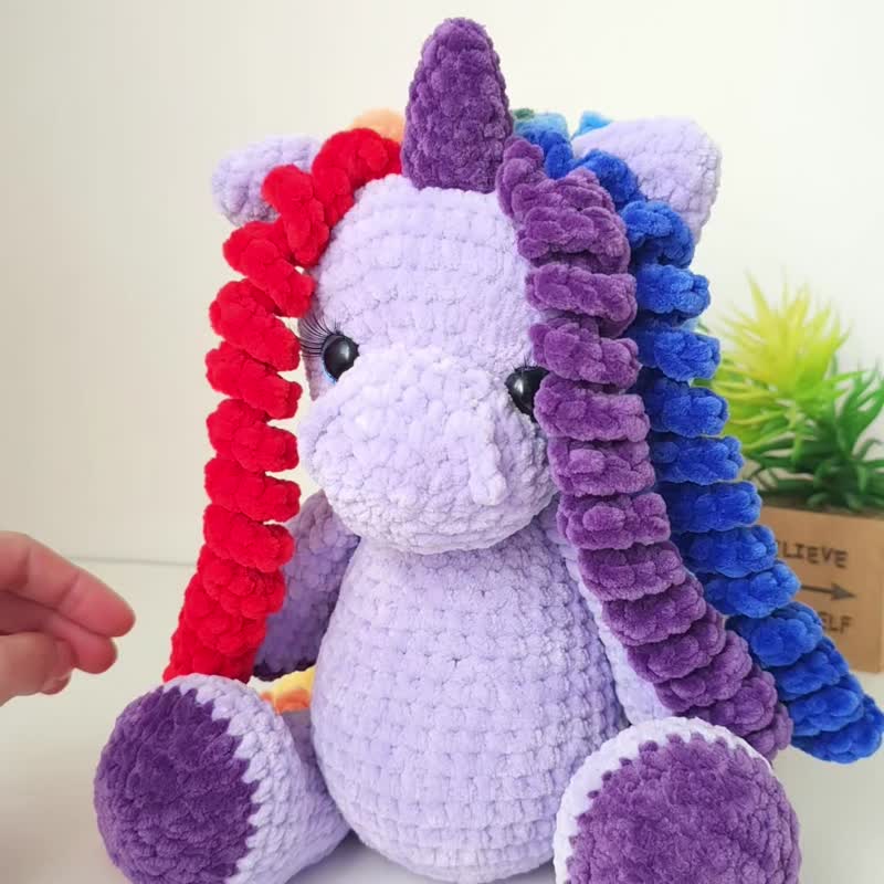 Personalized crochet unicorn Rainbow unicorn White unicorn - 玩具/玩偶 - 其他材质 多色