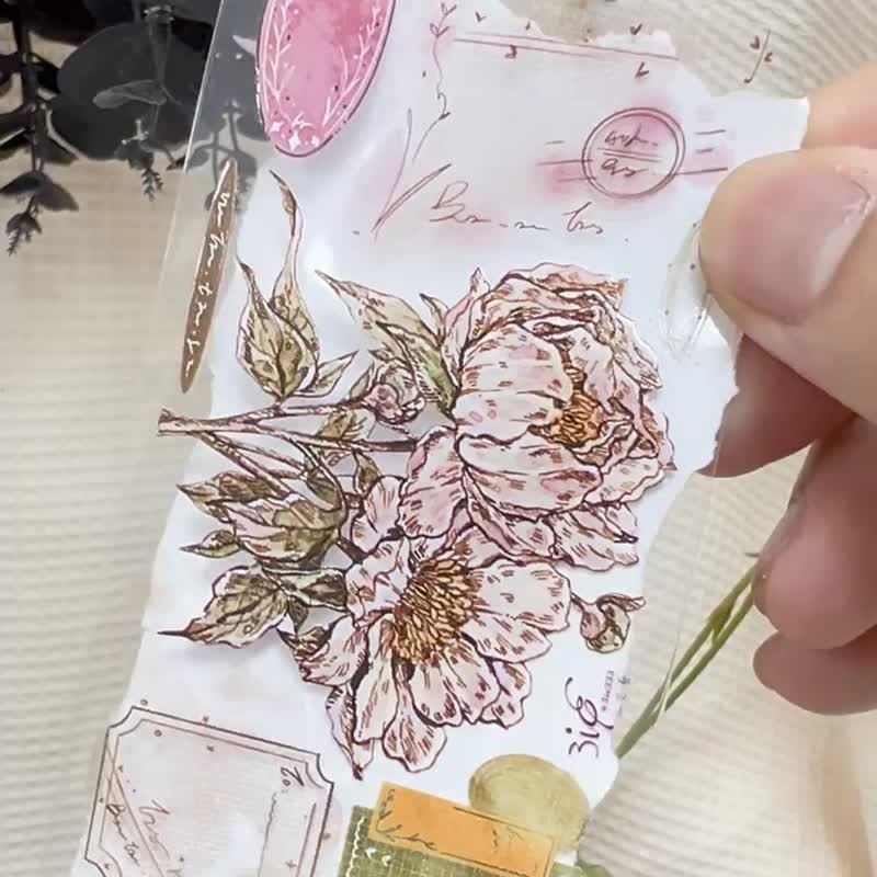 139芍药 (Peony) - 纸胶带 - 塑料 多色