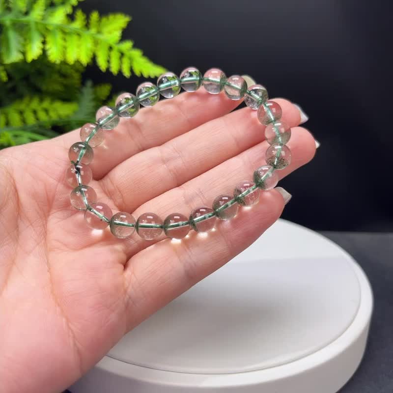 天然绿幽灵手串 8mm 千层满天星 晶体通透 绿色水晶手链 财富好运 - 手链/手环 - 水晶 绿色