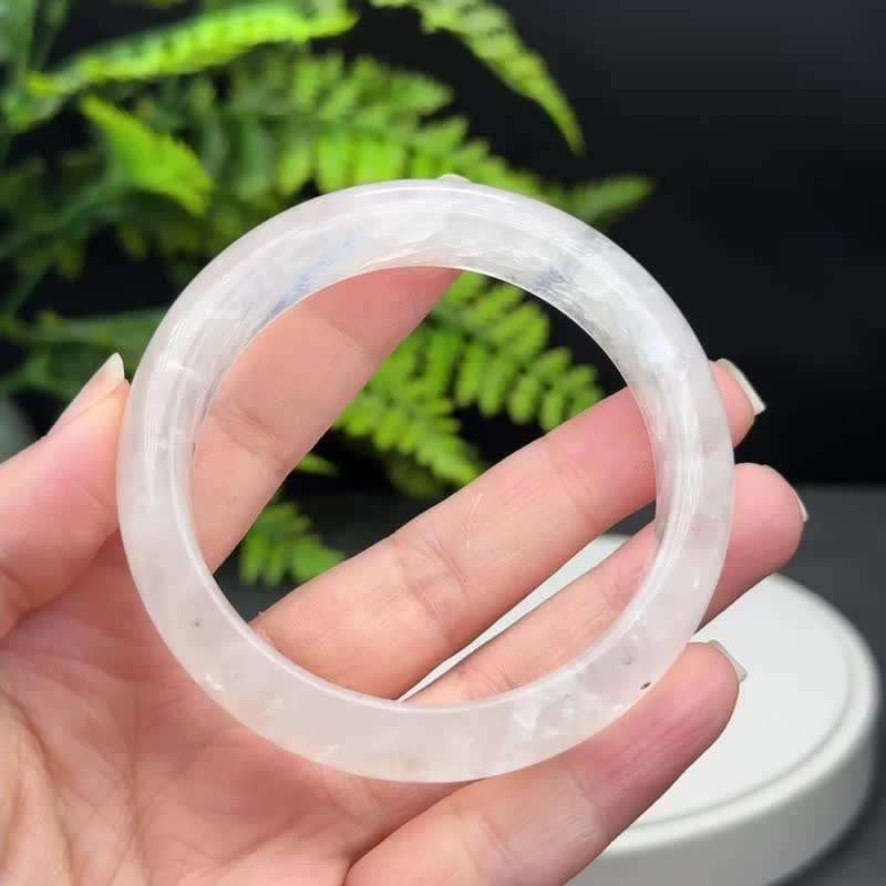高品质 蓝月光石手镯 58MM 冰透蓝光共生碧玺 浪漫梦想智慧灵感 - 手链/手环 - 宝石 蓝色