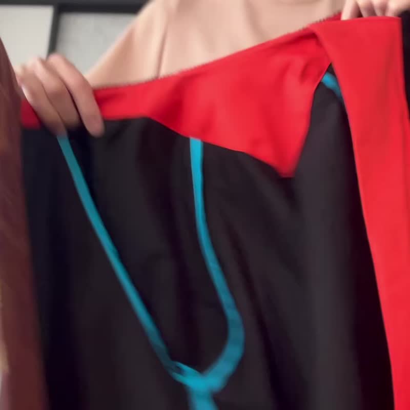 仅剩一件商品可供转售 灯芯绒和古董和服腰带东方短外套 - 女装休闲/机能外套 - 环保材料 黑色