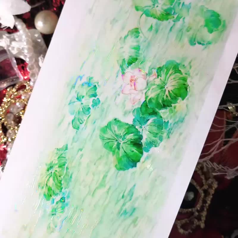 水色 光る蓮池 東方の風雅 PET 虹光 割型貼紙卷 (kiss-cut) - 纸胶带 - 其他材质 多色
