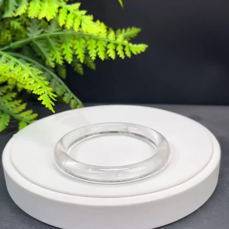 精品 白水晶手镯 56+MM 冰透闪片星光 净化能量稳定情绪辟邪平安 - 手链/手环 - 水晶 白色