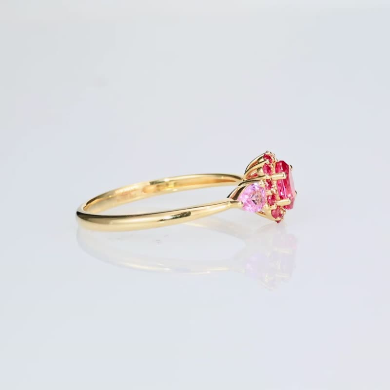红粉佳人蓝宝石钻石天然石刚玉彩色宝石18k金戒指红宝石戒指 - 戒指 - 宝石 粉红色