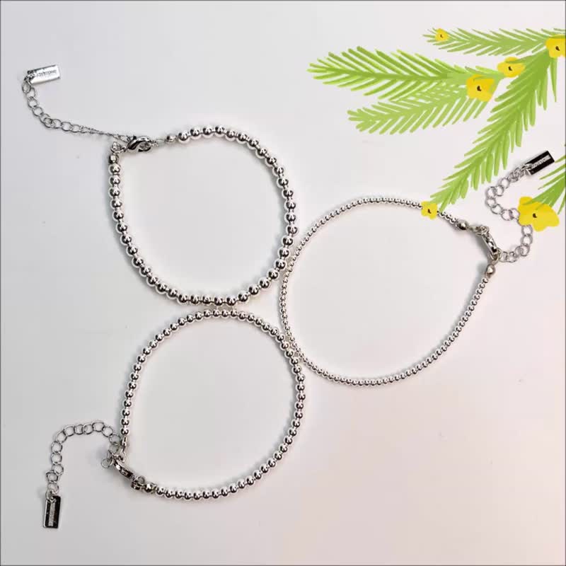 纯银手链 925银珠xLOGO金属尾链延长链款 细链宽2mm 3mm 4mm 3选1 - 手链/手环 - 纯银 银色