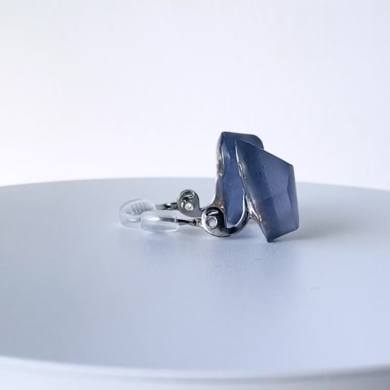 Frames 耳环/水晶/爱丽丝梦游仙境_雾感蓝灰 7-c 医疗钢耳夹式耳环 耳夹 - 耳环/耳夹 - 其他材质 蓝色