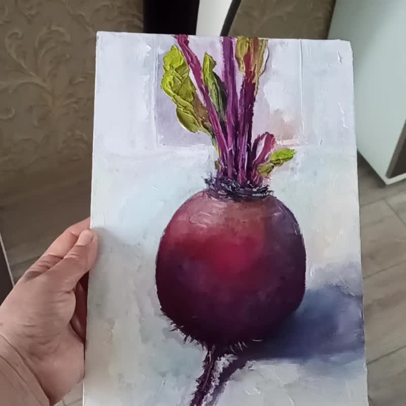 红甜菜根油画，画布板，30x20cm，原创艺术，厨房墙壁艺术 - 海报/装饰画/版画 - 其他材质 多色