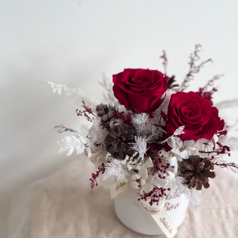 【永生玫瑰花盆花】• 情人节礼物/生日礼物/永生花/永生玫瑰花 - 干燥花/捧花 - 植物．花 红色