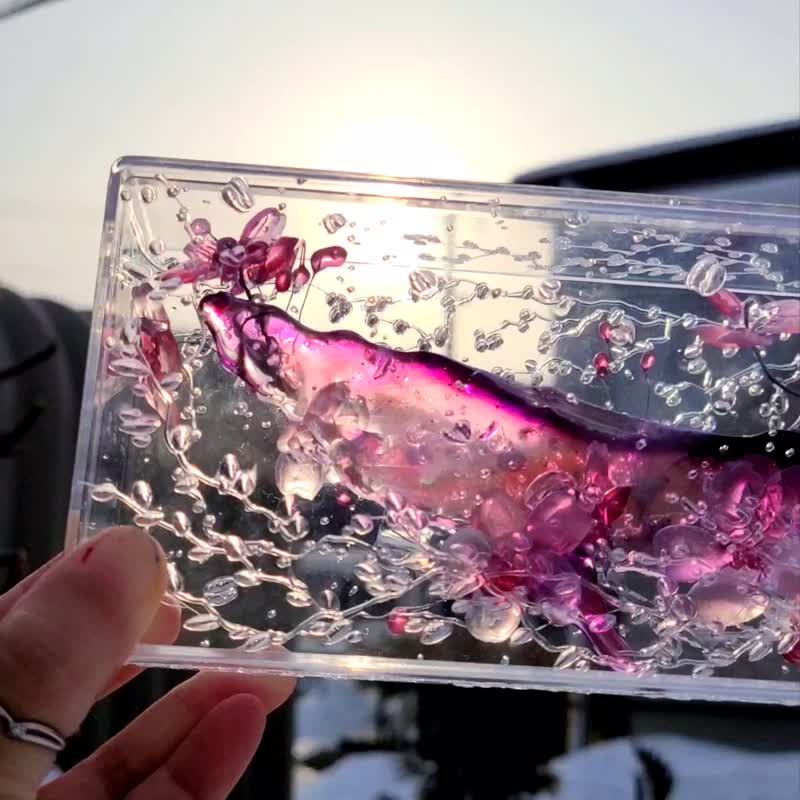 樱花与鲸鱼【订制商品】礼物 春天 花 枝 叶 透明 美丽 - 摆饰 - 塑料 红色