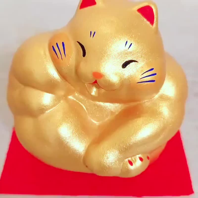 日本【RYUKODO】授权-右手筋肉开运招财猫(大)|圣诞礼盒|入厝 - 摆饰 - 陶 