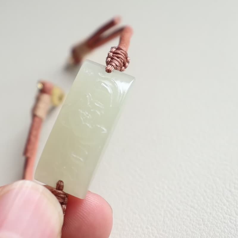 天然和田玉手链雕花手牌编织手绳玉质细腻脂份厚花开富贵好运连连 - 手链/手环 - 玉石 