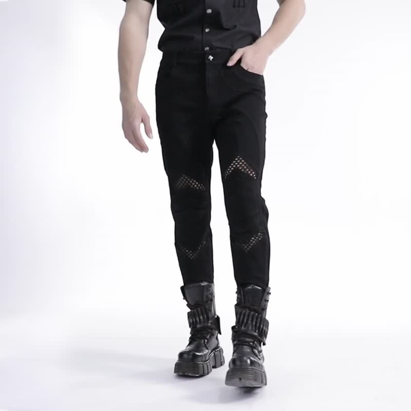 庞克动物磁力治疗师结构小脚裤 - 男士长裤 - 其他材质 黑色
