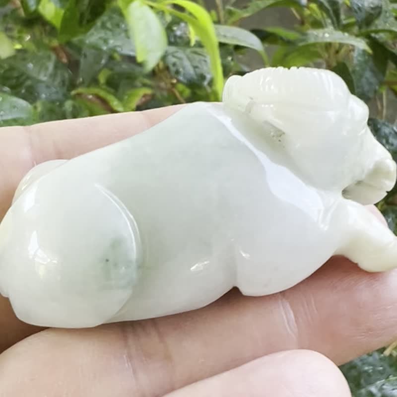 天然A货翡翠牛 摆件 糯种 缅甸A货翡翠 #山奇艺术 - 摆饰 - 玉石 多色