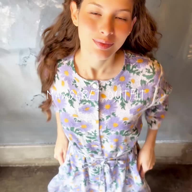摇曳生姿的剪影，Margaret 棉卡迪一段式裙 yellow - 裙子 - 棉 黄色