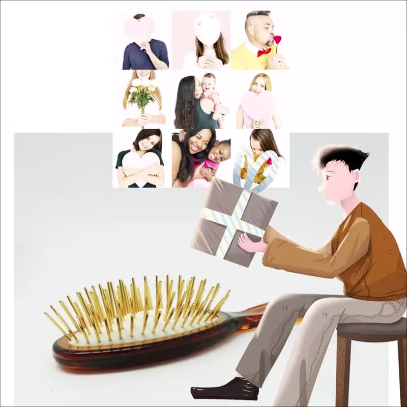 防疫治愈系极厚镀 24K 金按摩发梳 防疫抗菌 头皮养护梳 - 彩妆刷具/镜子/梳子 - 橡胶 金色
