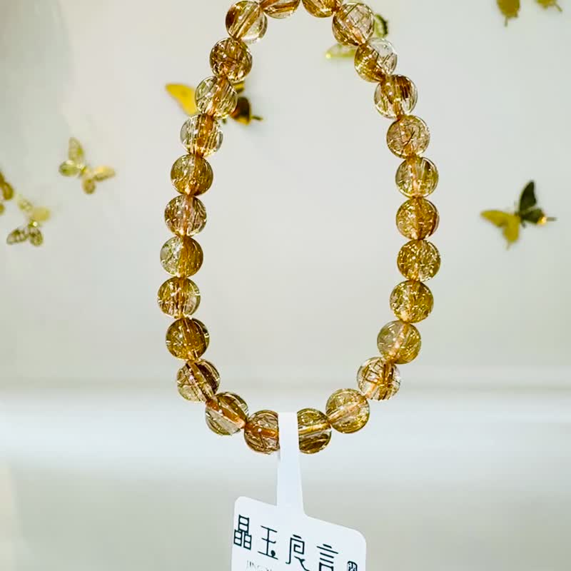 玻璃轻透料金闪闪铜发6.9-7.3mm13.41g辟邪挡煞逢凶化吉化解浊气 - 手链/手环 - 水晶 金色