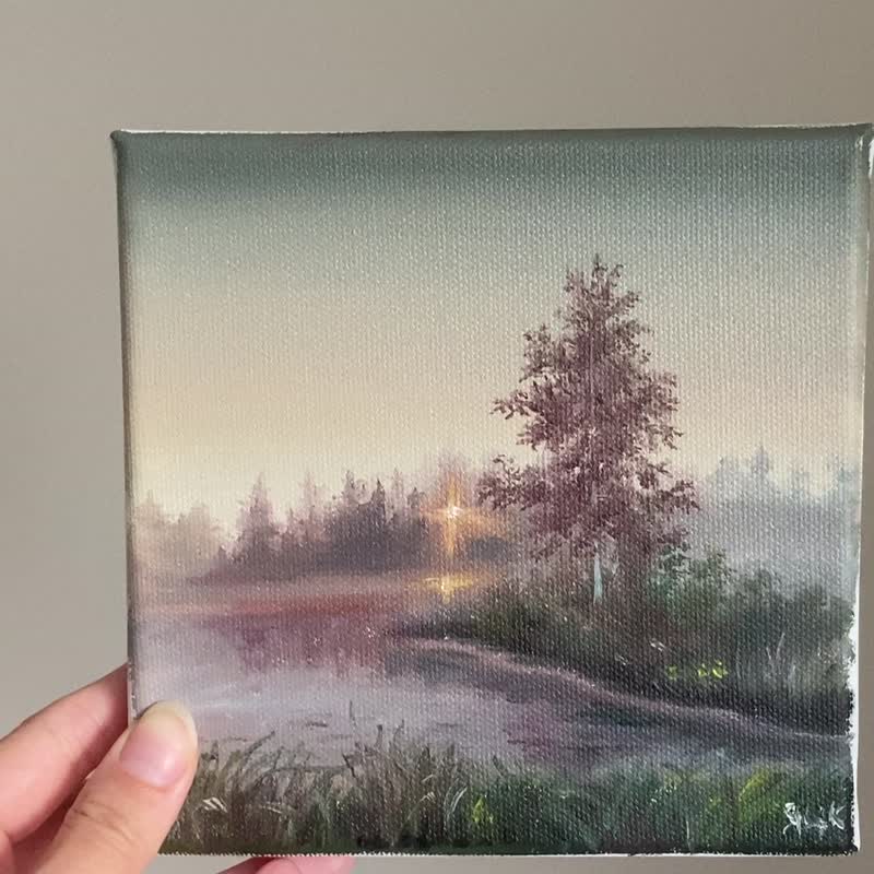 风景画 原创油画画布 森林树木画 小山水挂画 森林油画小 - 海报/装饰画/版画 - 棉．麻 粉红色