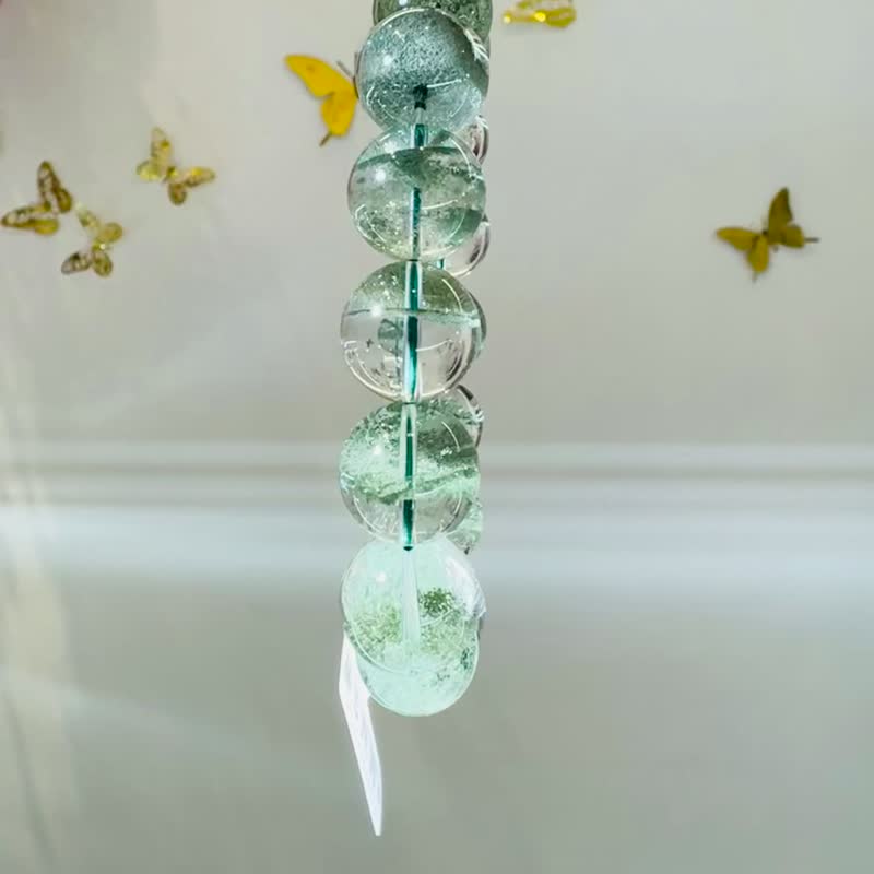 玻璃浓色翠绿招财千层绿幽灵水晶16cm85.3g正财事业贵人缘生意缘 - 手链/手环 - 水晶 绿色