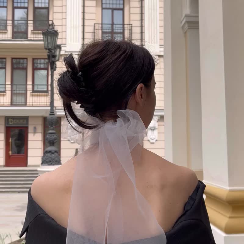 薄纱玫瑰丝巾*薄纱花朵颈链*鸡尾酒派对 灰色玫瑰颈链* - 颈链 - 其他材质 银色