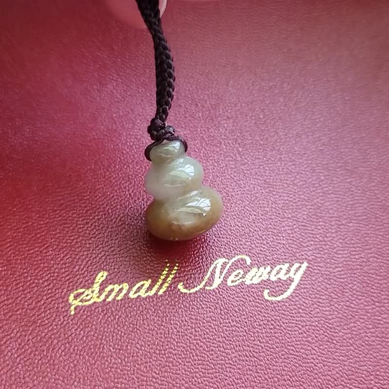 亲翠 天然翡翠 冰咖啡红翡特殊色葫芦调整式绳链 - 项链 - 玉石 多色