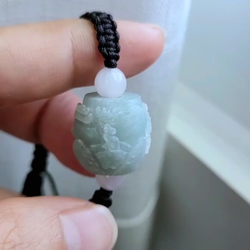 【亲翠】天然翡翠 冰天蓝山水珠有山有水有靠山 | 养玉三年养成系 - 手链/手环 - 玉石 蓝色