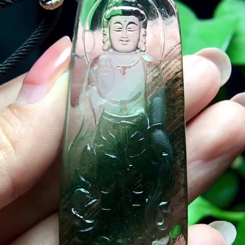 绿幽灵观音吊坠   天然绿幽灵观音吊坠颜色绿晶体干净颜色 - 吊饰 - 水晶 