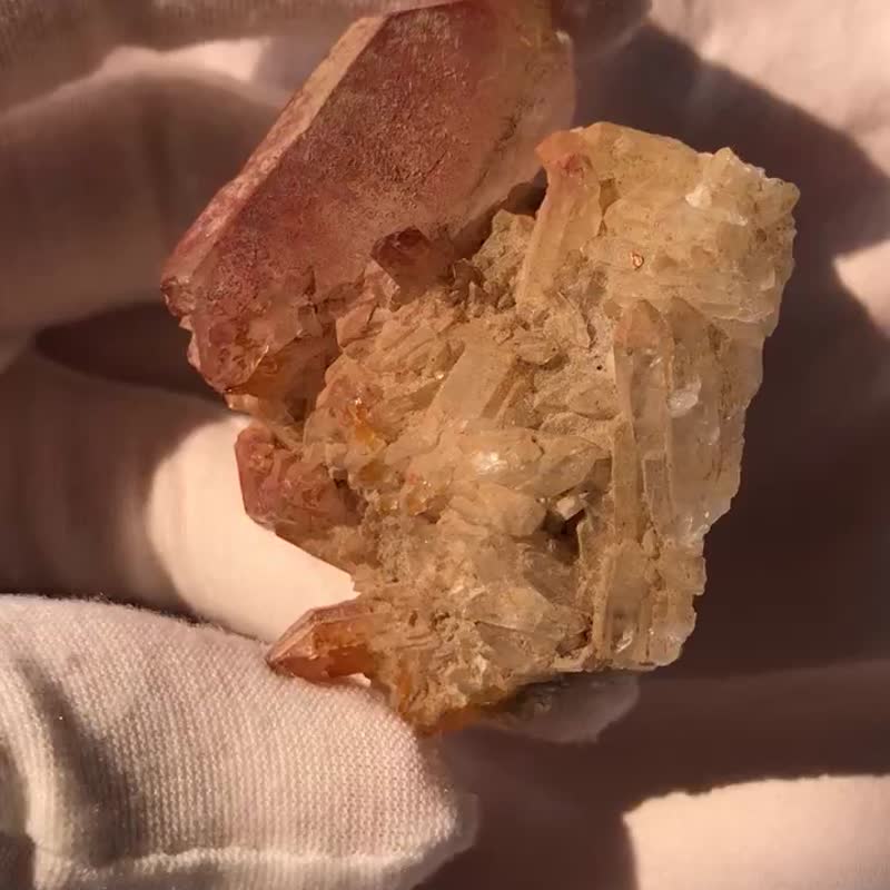 黄金彩虹皮 巴基斯坦 缝合水晶城堡 白水晶 白水晶簇 闪亮 天然 - 摆饰 - 水晶 金色